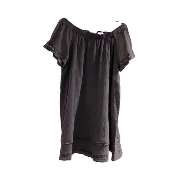 CHARLI Lateshia off the shoulder dress Embroidered Sundress Dark Grey Size 8 - Picture 7 of 12